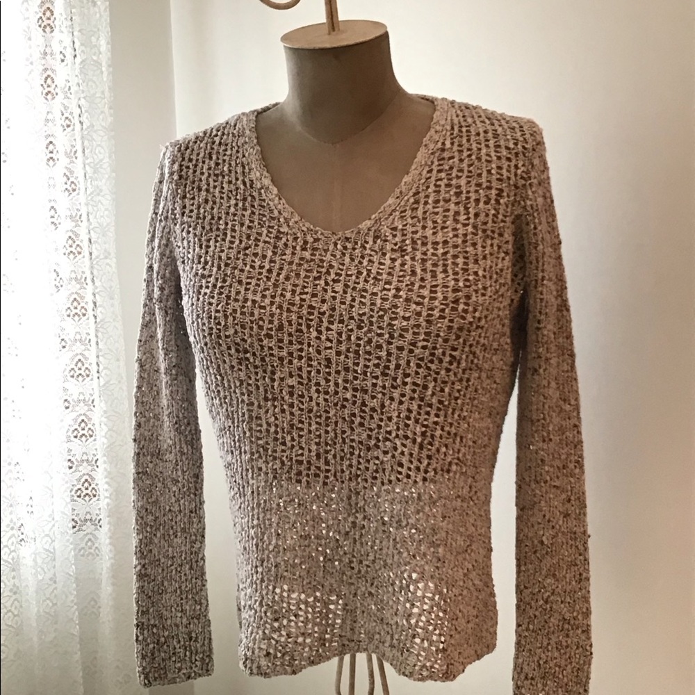 Eileen Fisher Loose Knit Layering Top Sz M Cotton